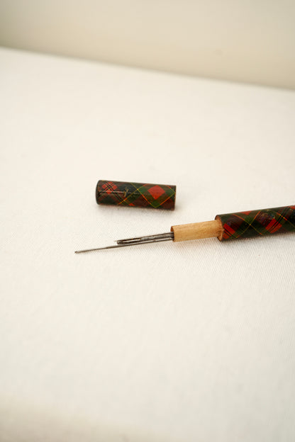 Victorian Scottish Tartanware Needle Case with Needles, McPherson Tartan, c. 1870–1900