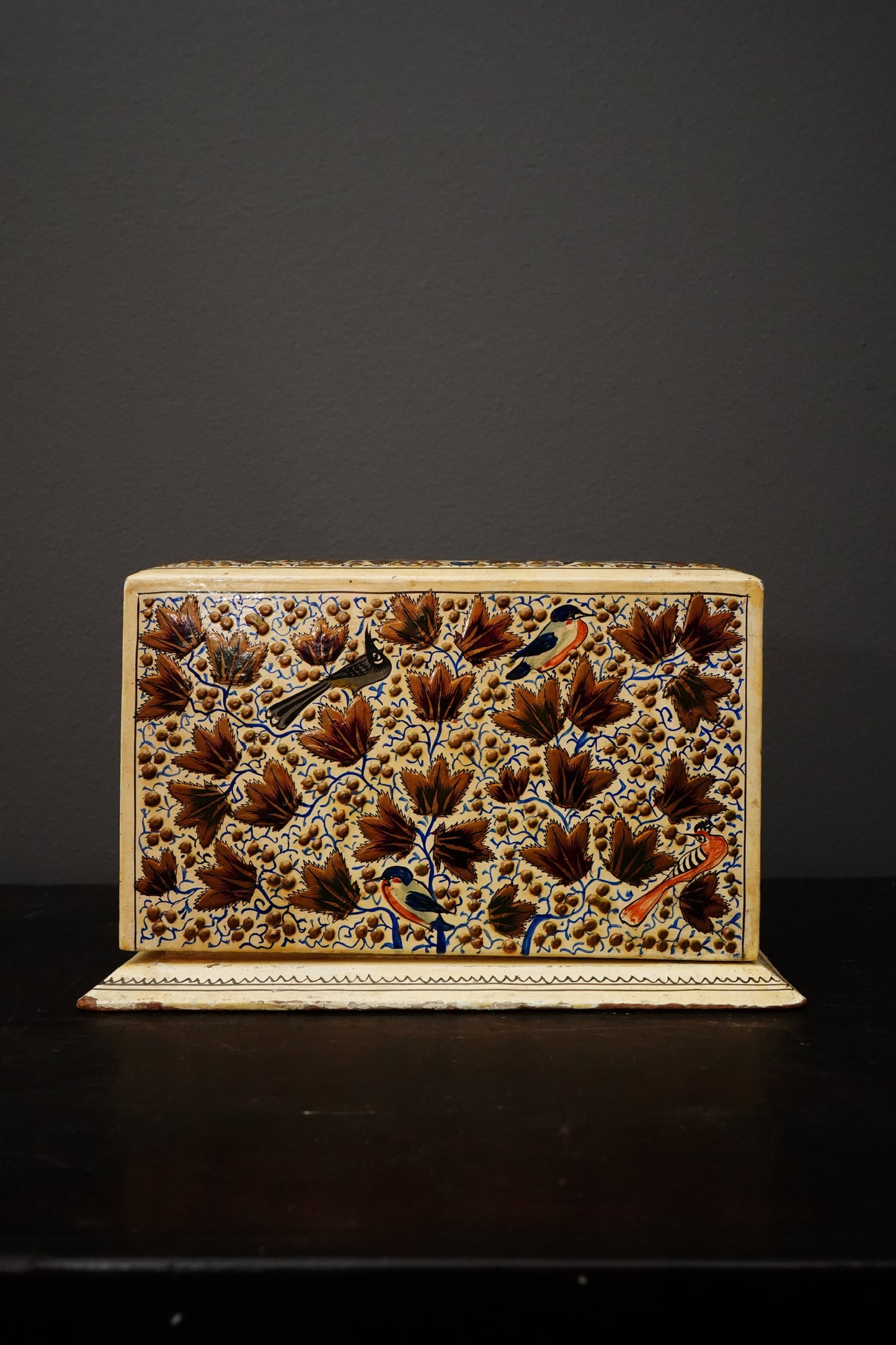 Antique Hand Painted Card Holder Box