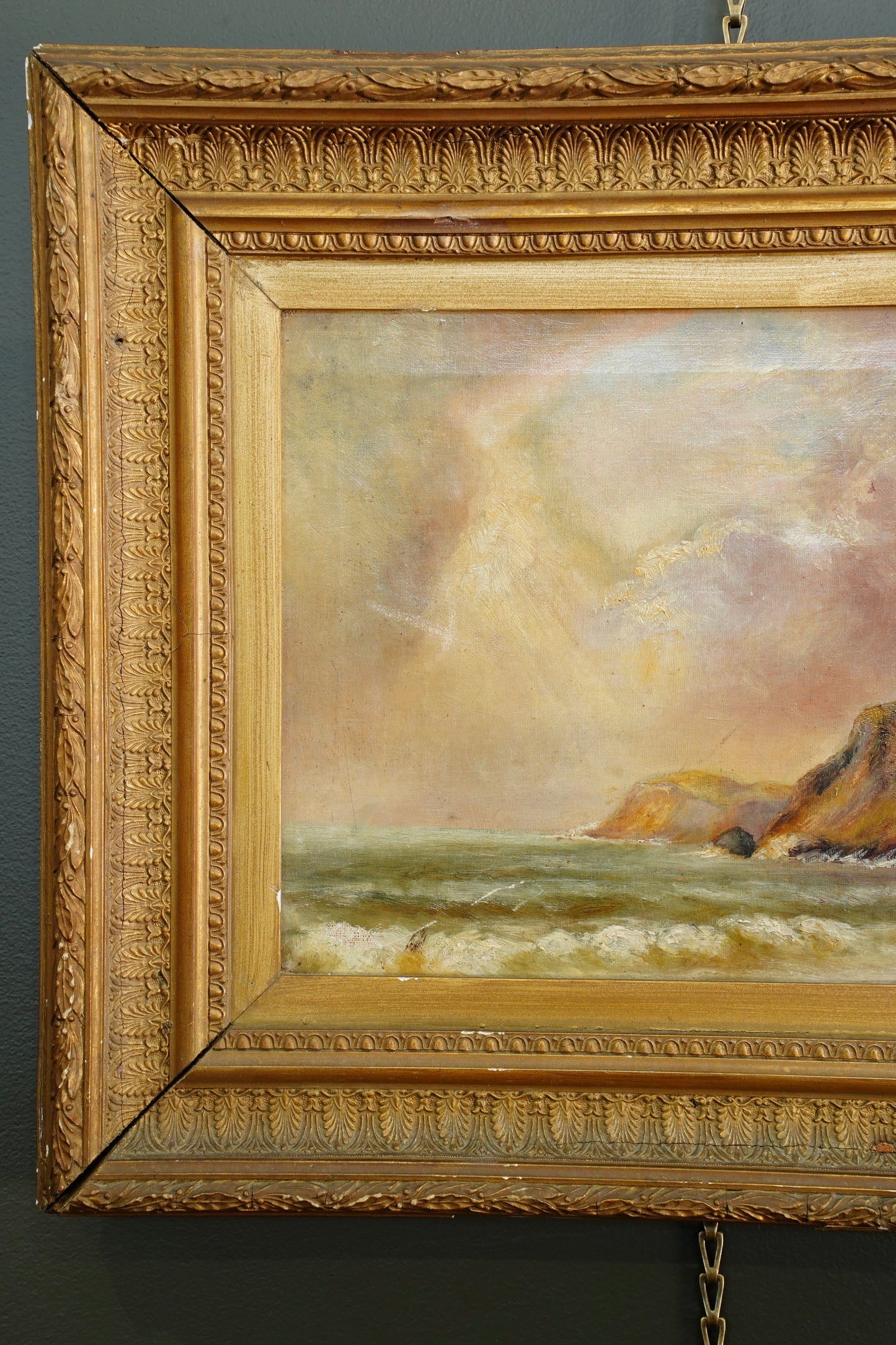Antique Victorian British Seascape Oil Painting, Signed R. Kaye, Circa 1890