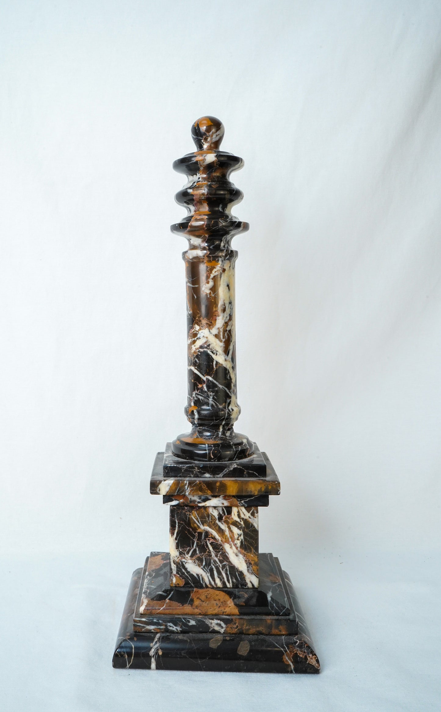 Antique Marble Column Pedestal Stand, Breccia Stone *AS-IS*