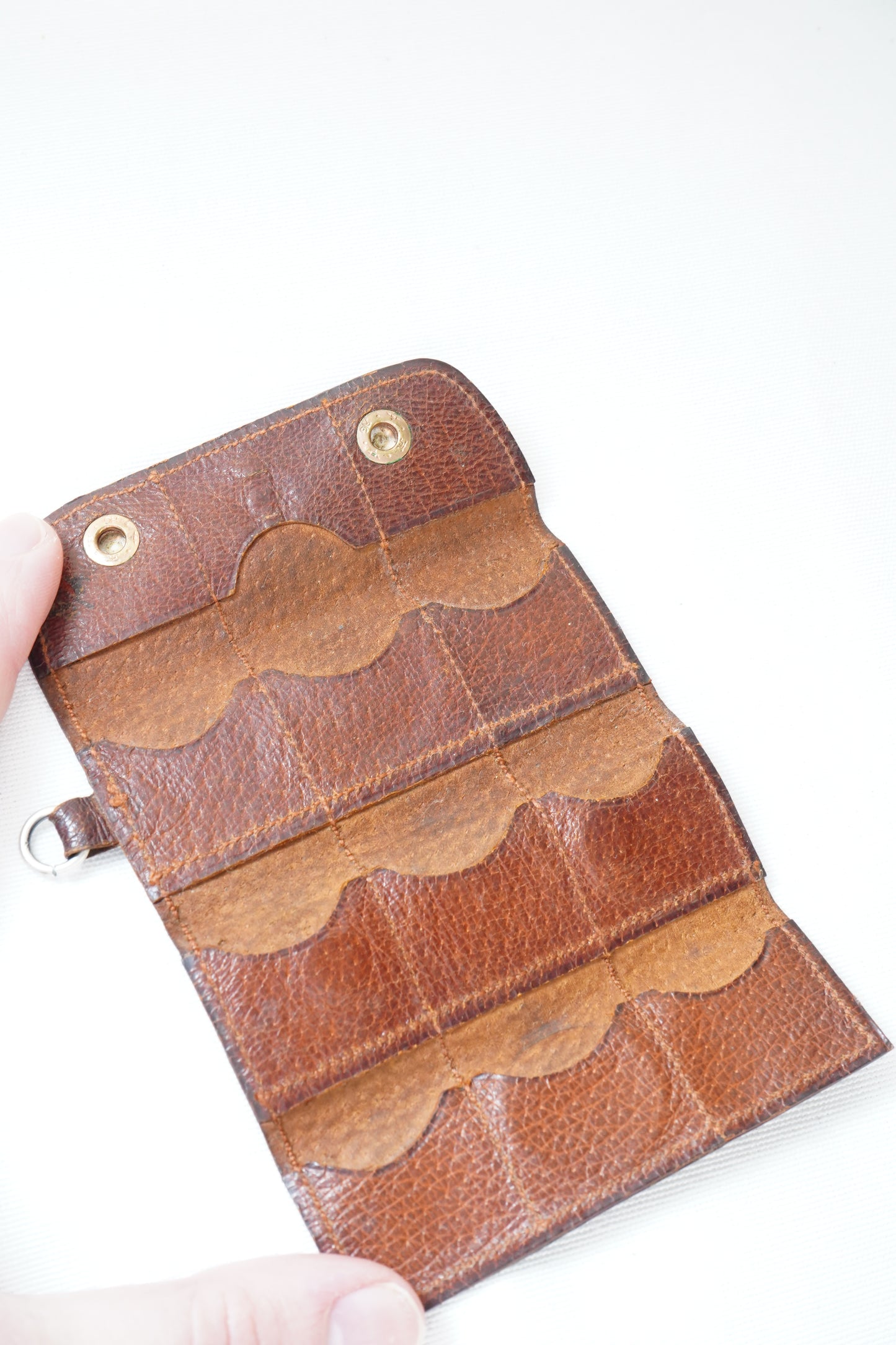 Antique Leather Coin Wallet with Tiered Pockets