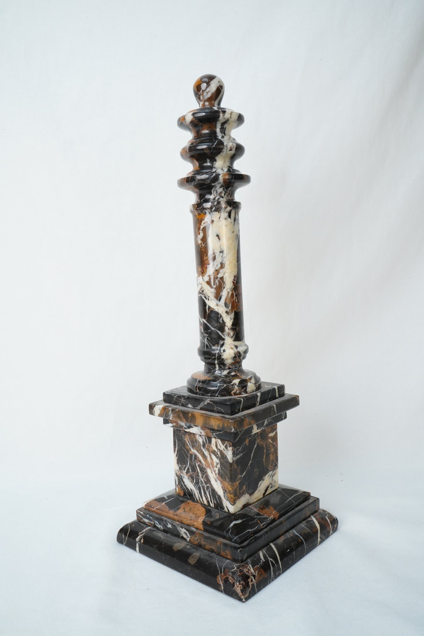 Antique Marble Column Pedestal Stand, Breccia Stone *AS-IS*