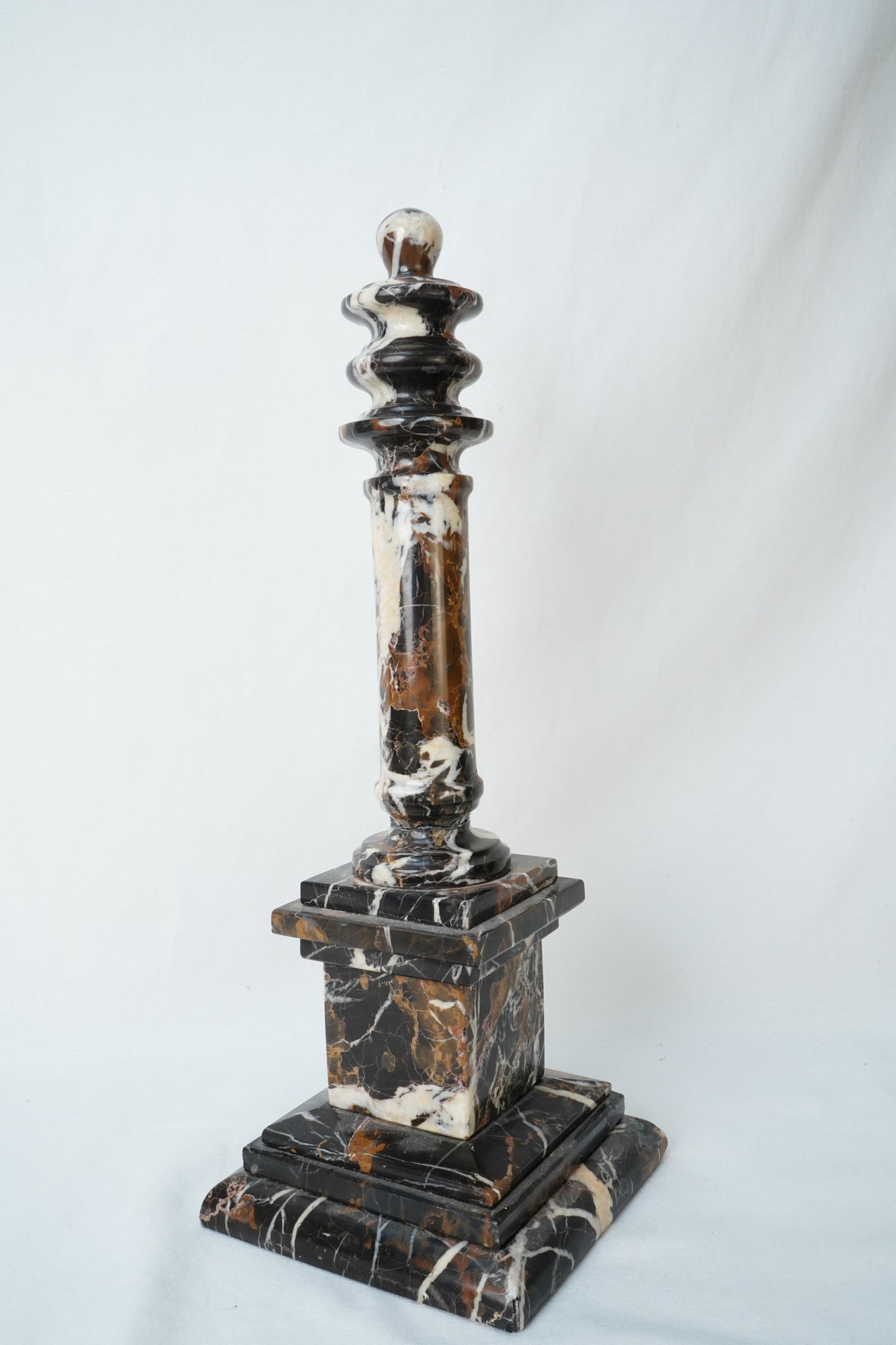Antique Marble Column Pedestal Stand, Breccia Stone *AS-IS*
