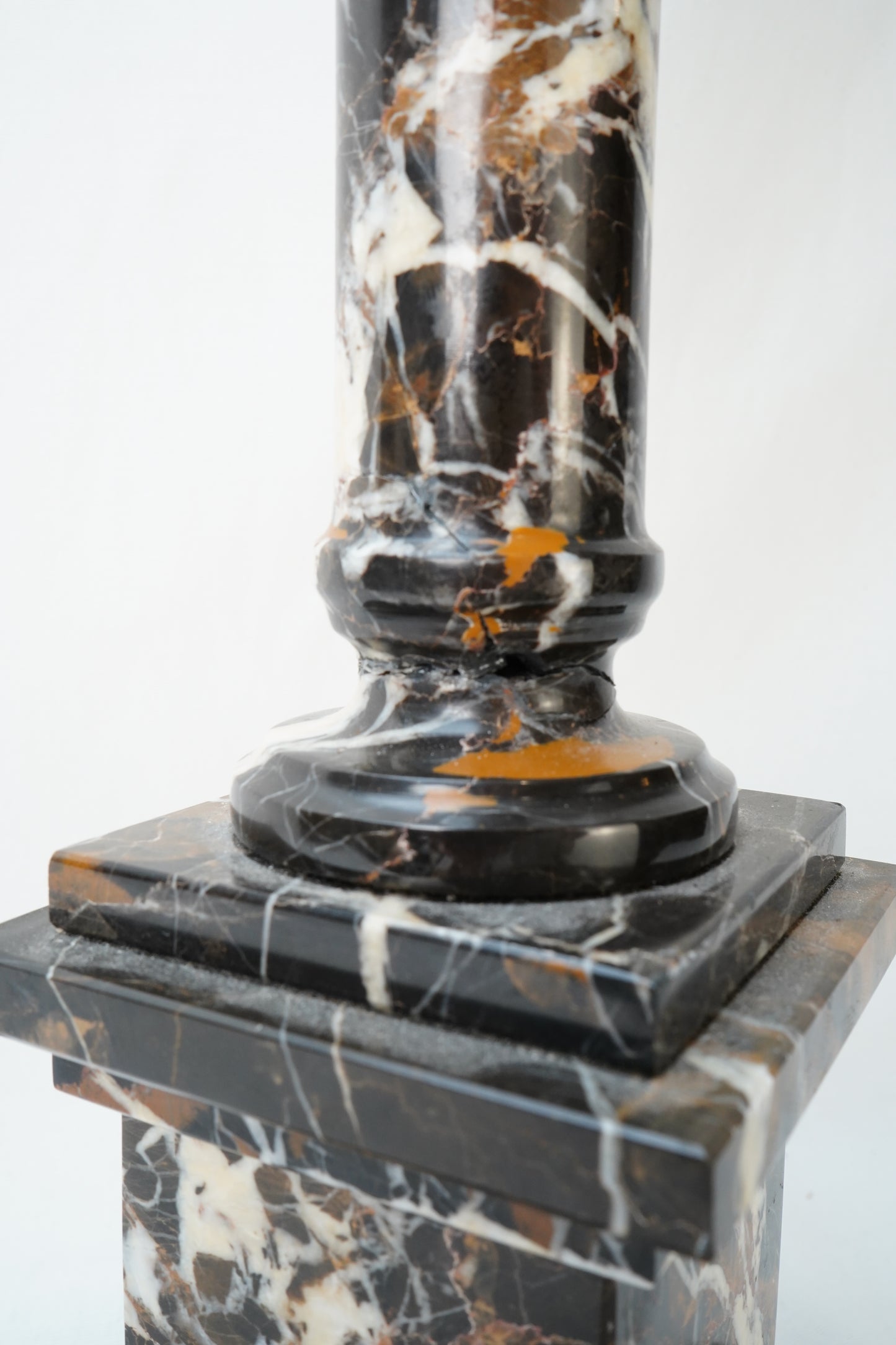 Antique Marble Column Pedestal Stand, Breccia Stone *AS-IS*