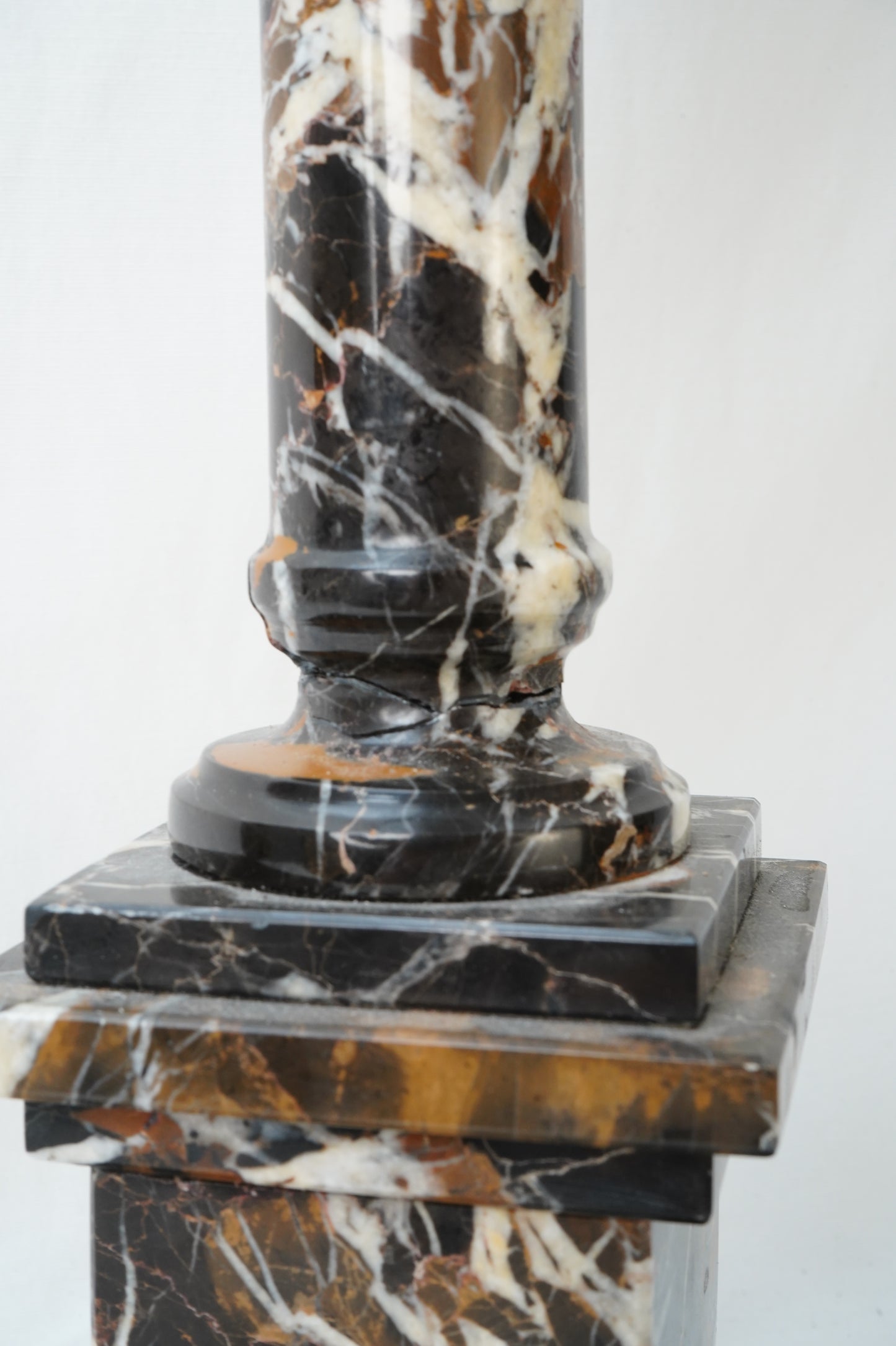 Antique Marble Column Pedestal Stand, Breccia Stone *AS-IS*