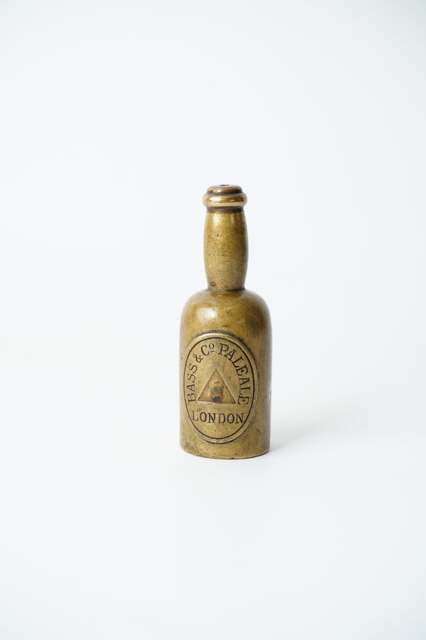 Antique Brass Bass & Co Pale Ale Bottle Vesta Case Match Safe