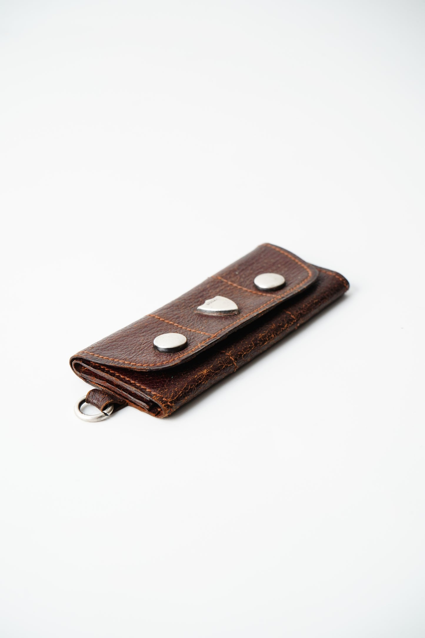 Antique Leather Coin Wallet with Tiered Pockets