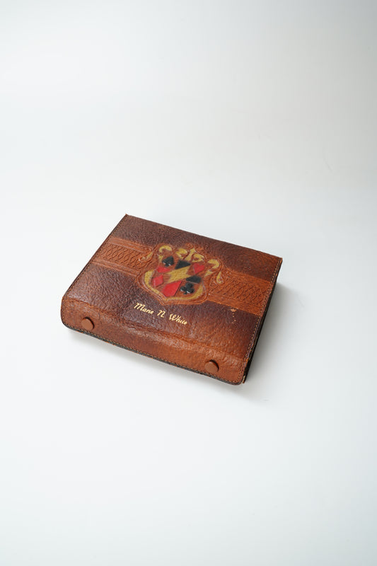 Vintage Leather Canasta Card Case with Score Pad and Pencil Holder