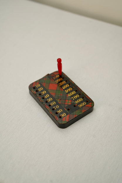 Victorian Scottish Tartanware Bezique Score Counter with Original Pegs, c. 1870–1900