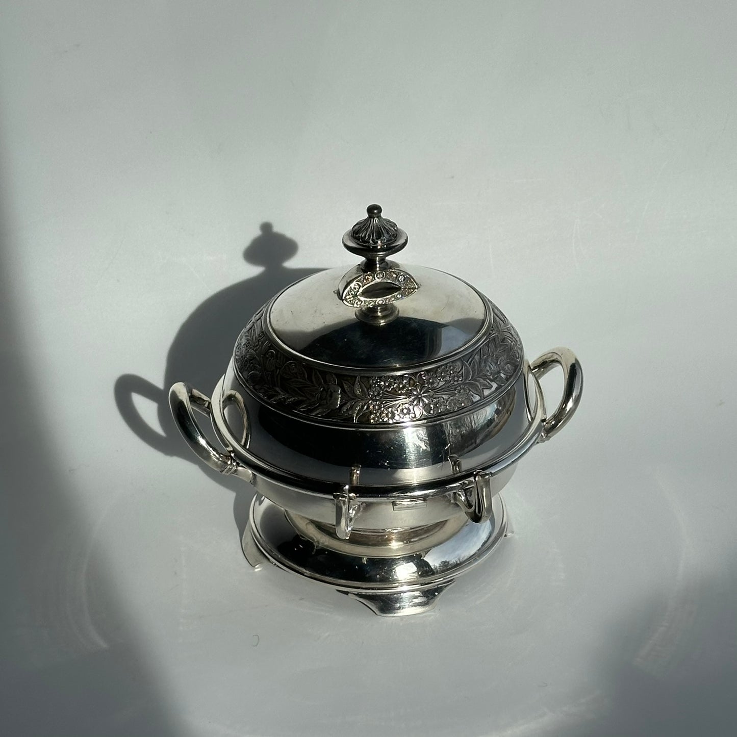 Antique 1880 Wilcox Silver-Plated Caviar or Butter Dish with Glass Insert
