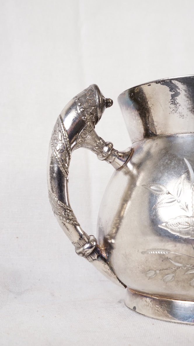 Antique Wm. Rogers Quadruple Silverplate Sugar Bowl with Floral Engraving, Hartford Conn.