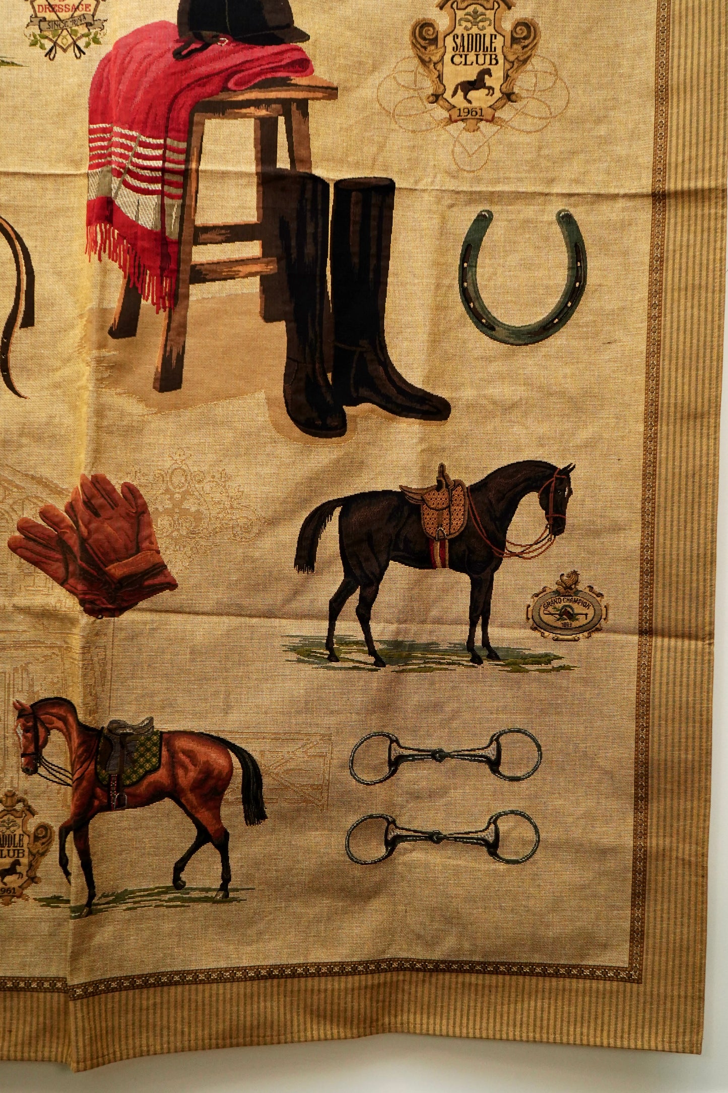 Large Equestrian Wall Tapestry – Dressage Horse Jacquard, European Made NEW