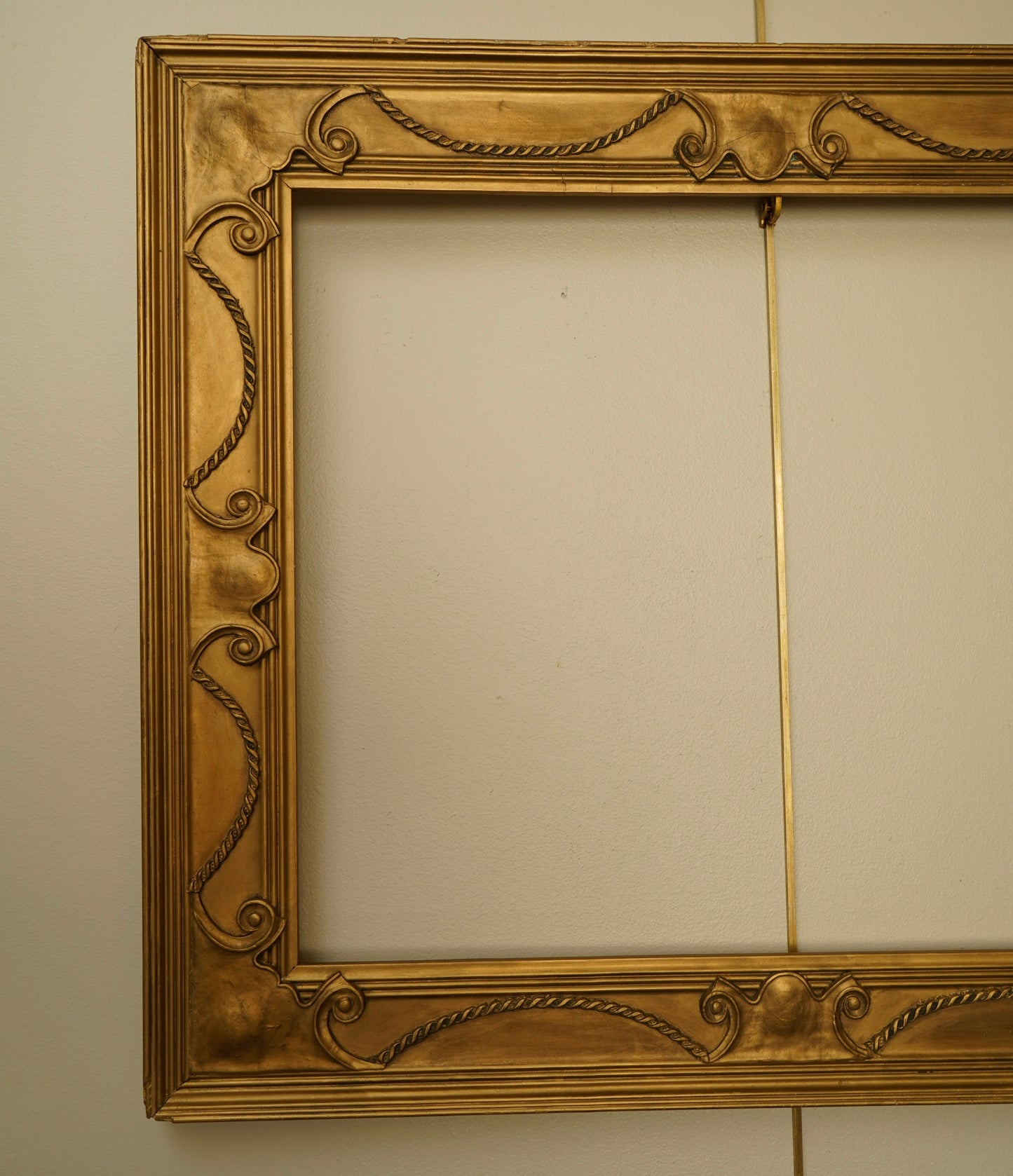 Antique Neoclassical Giltwood Frame with Rope & Cartouche Motifs, Late 19th Century
