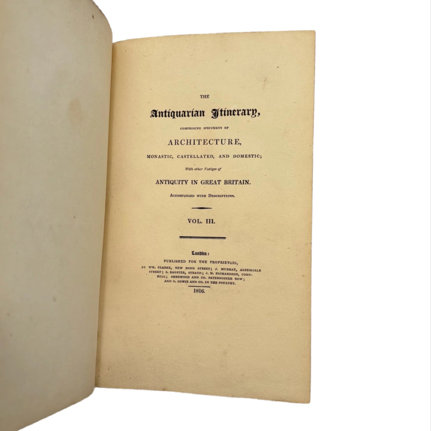 4 Volumes 1815 & 1816"The Antiquarian Itinerary" Full Black Moroccon Leather Book