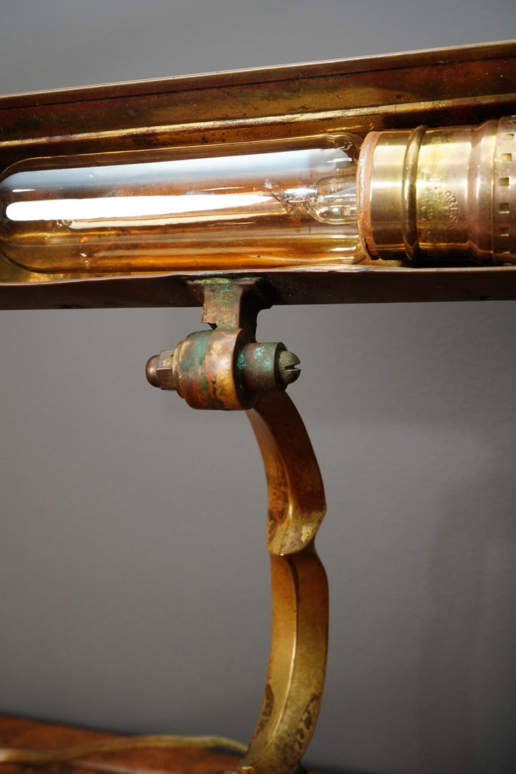 Vintage Brass Adjustable Desk Lamp with Art Deco Profile