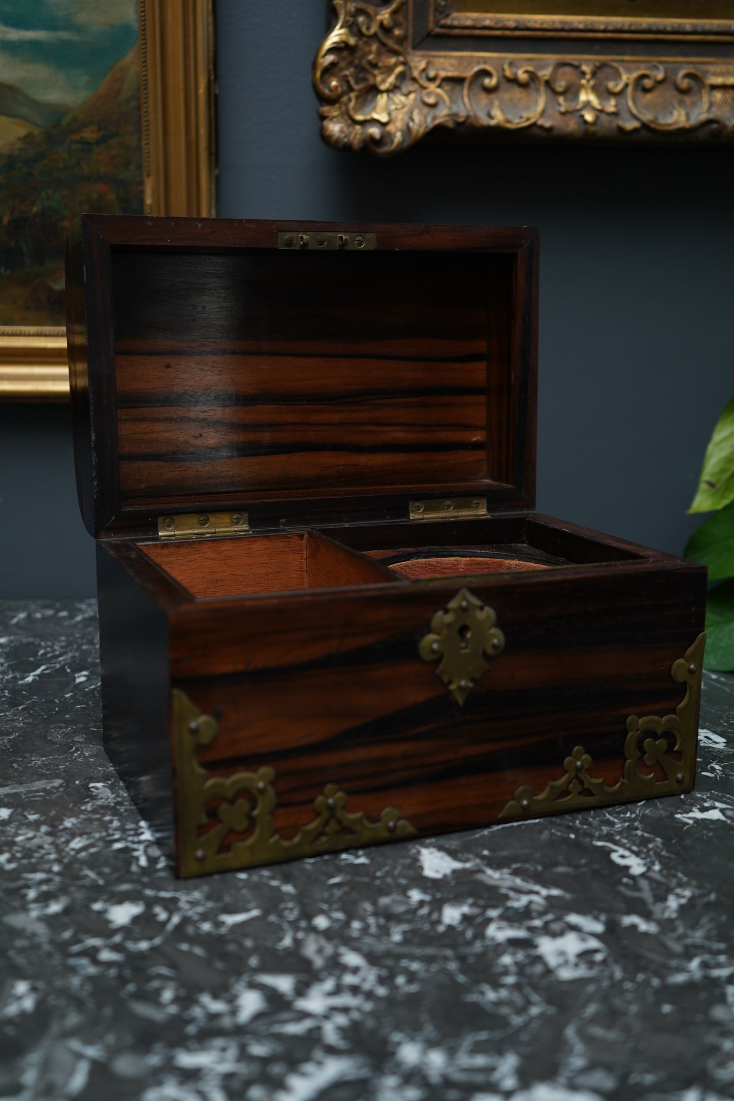 Antique Georgian Rosewood Domed Tea Caddy with Brass Mounts, Circa 1820-1830