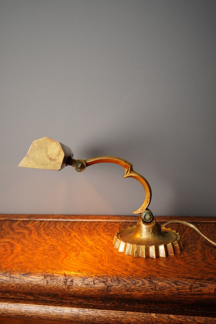 Vintage Brass Adjustable Desk Lamp with Art Deco Profile
