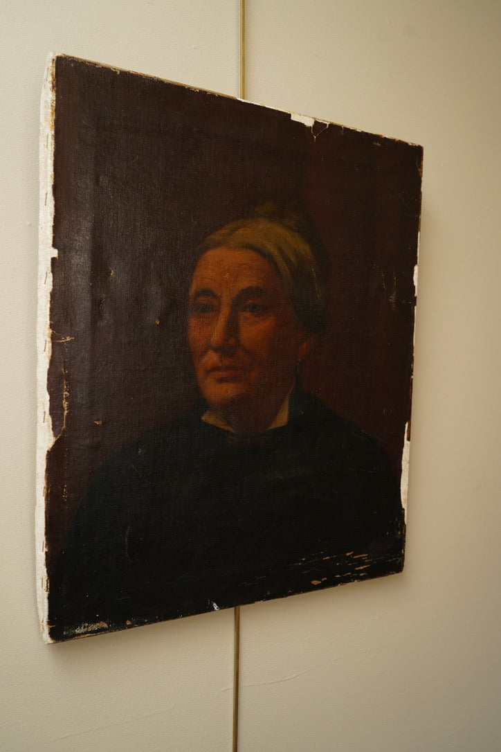 Signed Antique Portrait – 1892 Oil on Canvas, Victorian Woman, 18” x 22”