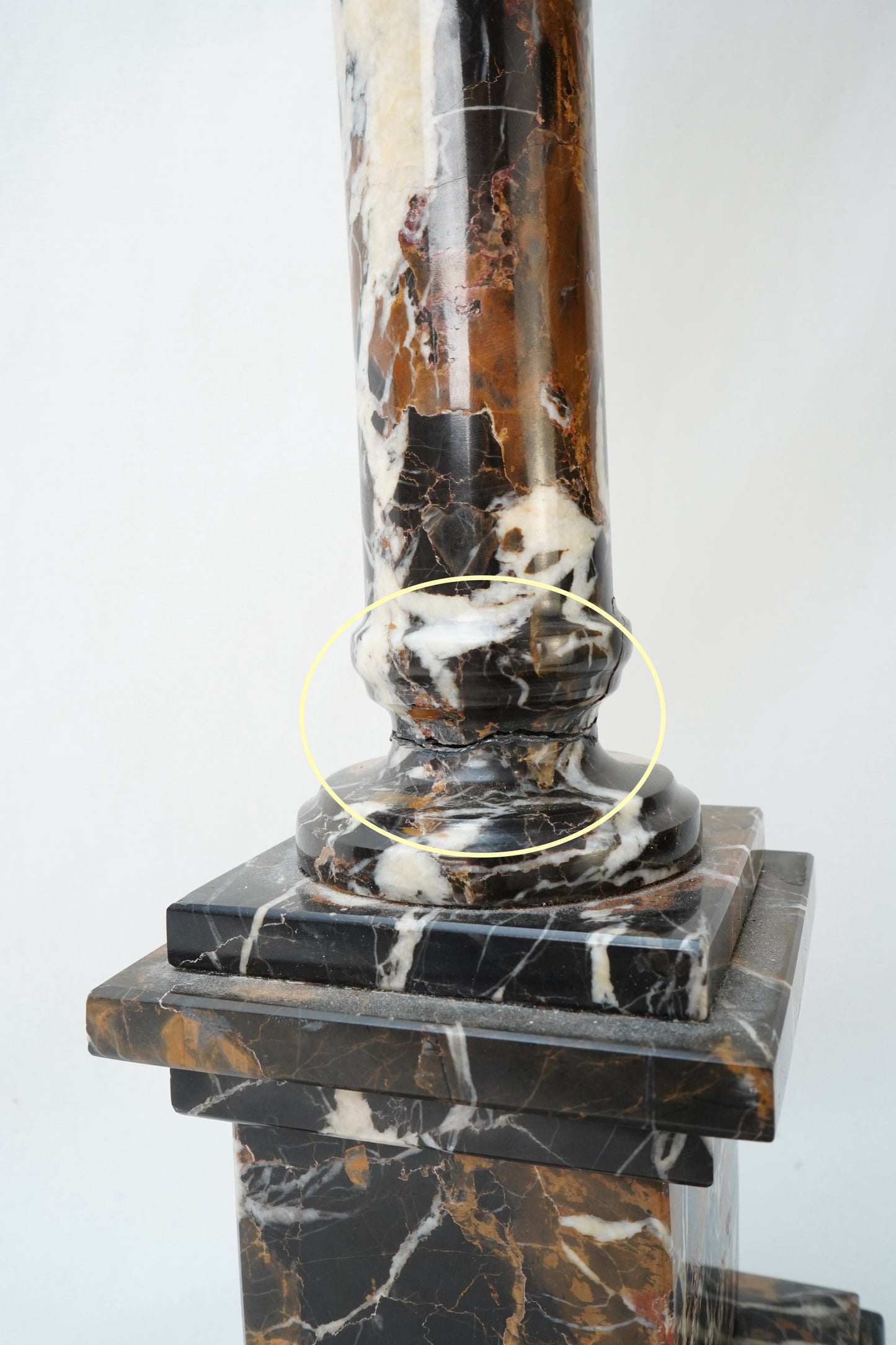 Antique Marble Column Pedestal Stand, Breccia Stone *AS-IS*