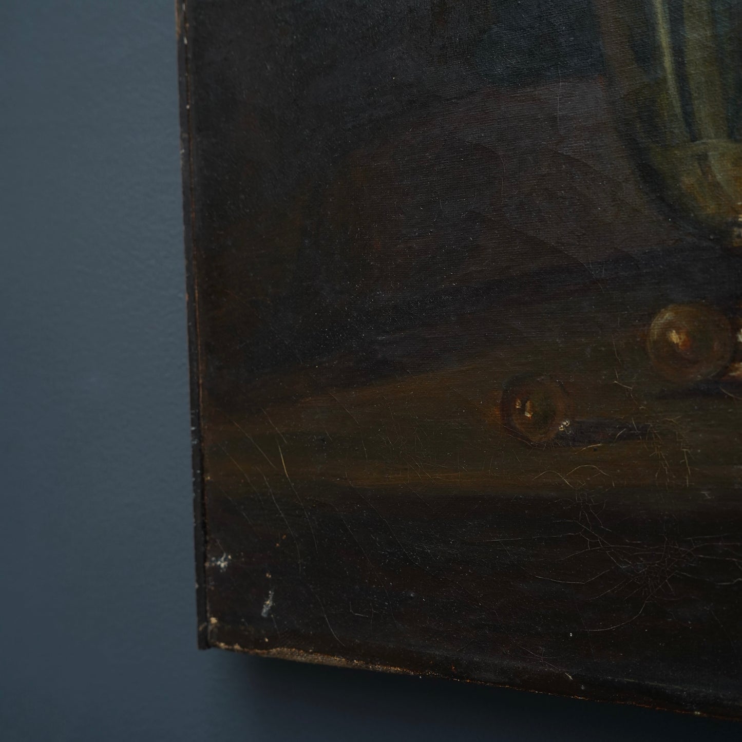 Early 20th Century Oil Painting After Chardin – Still Life with Silver Goblet, Peach & Grapes