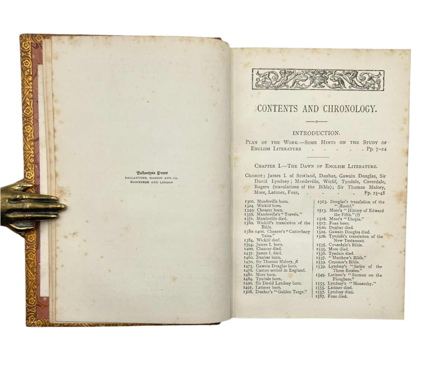 1883 "Landmarks of English Literature" Brown Full Leather Book