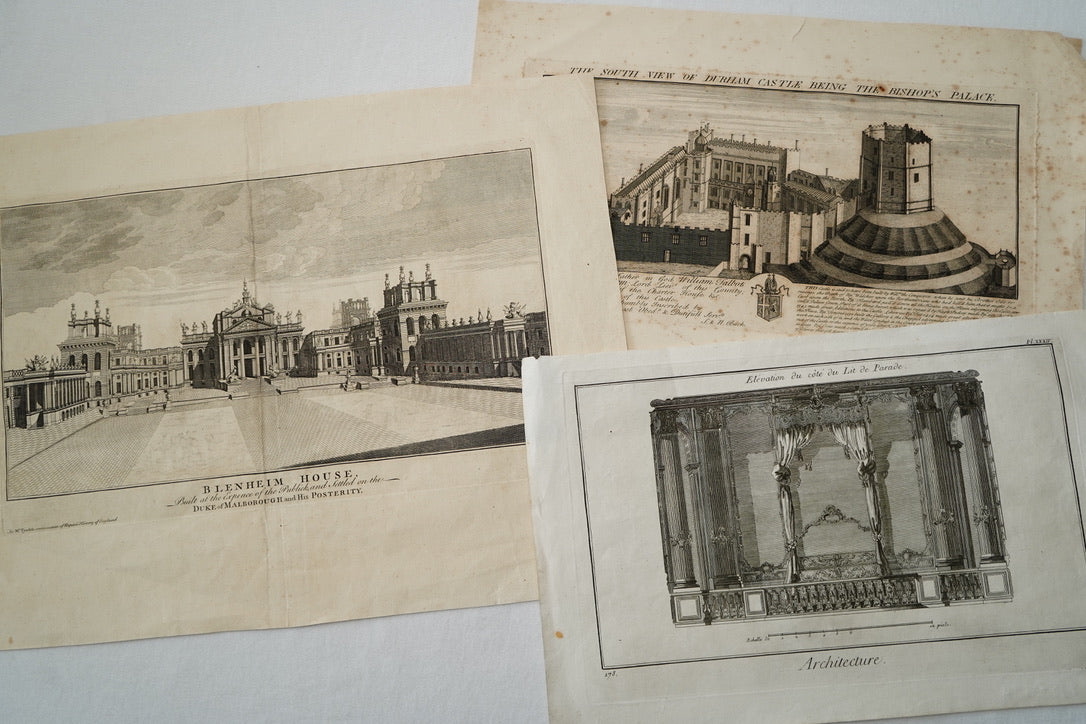 Antique Blenheim House Copperplate Engraving
