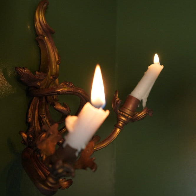 Antique French Rococo Gilt Bronze Wall Sconces (Pair) | Antique French Bronze Wall Lighting