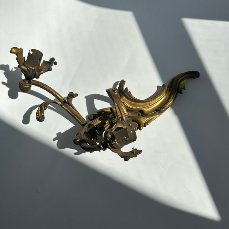 Antique French Rococo Gilt Bronze Wall Sconces (Pair) | Antique French Bronze Wall Lighting