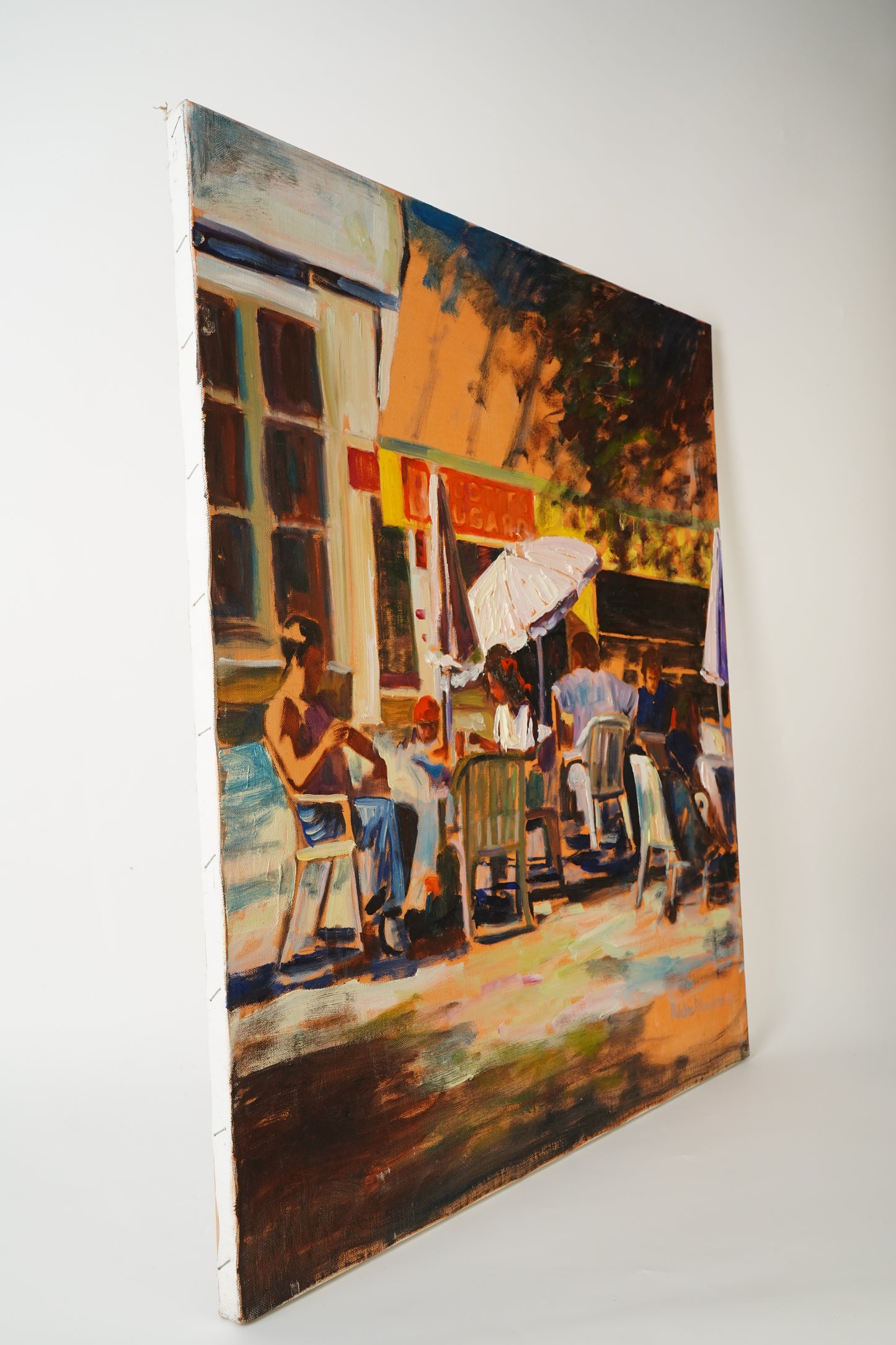 Sunny Street Dining Oil Painting by Adeline Hoagland
