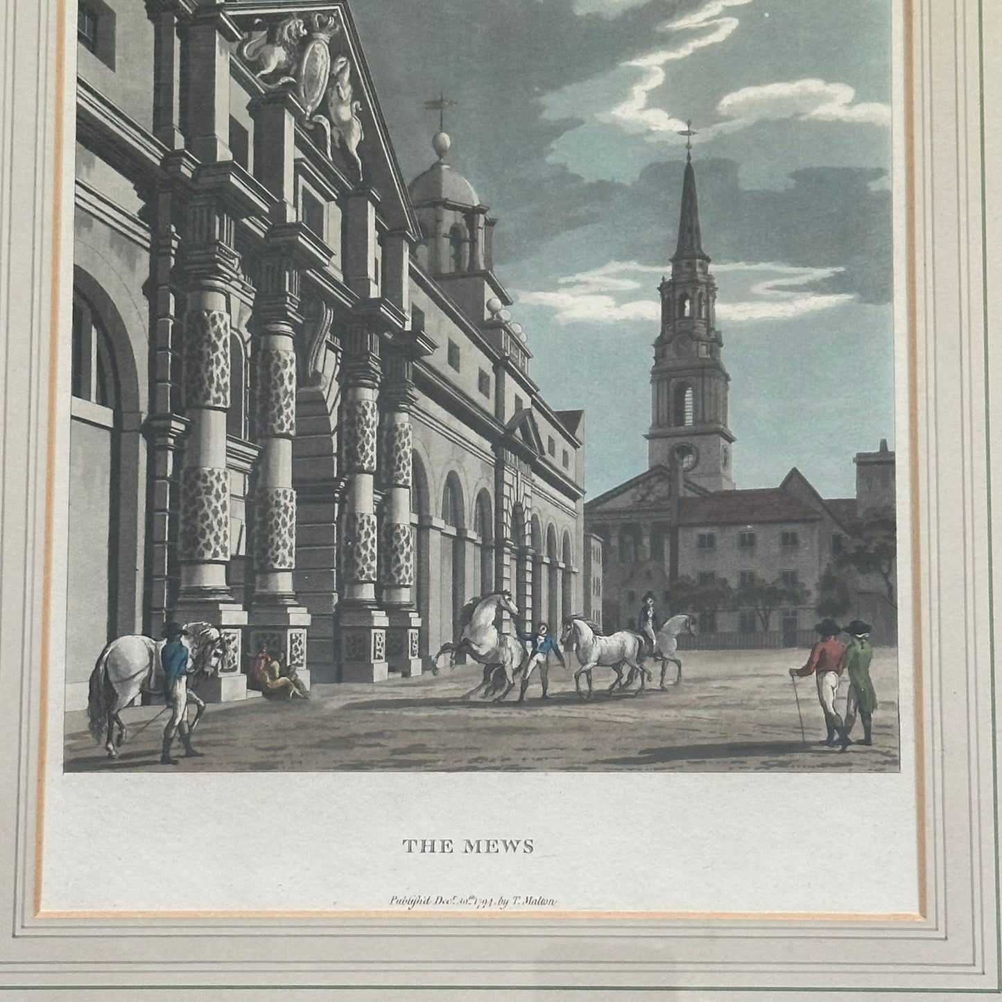 1794 "The Mews" Hand Colored Aquatint Print by Thomas Malton the Younger (1748-1804)