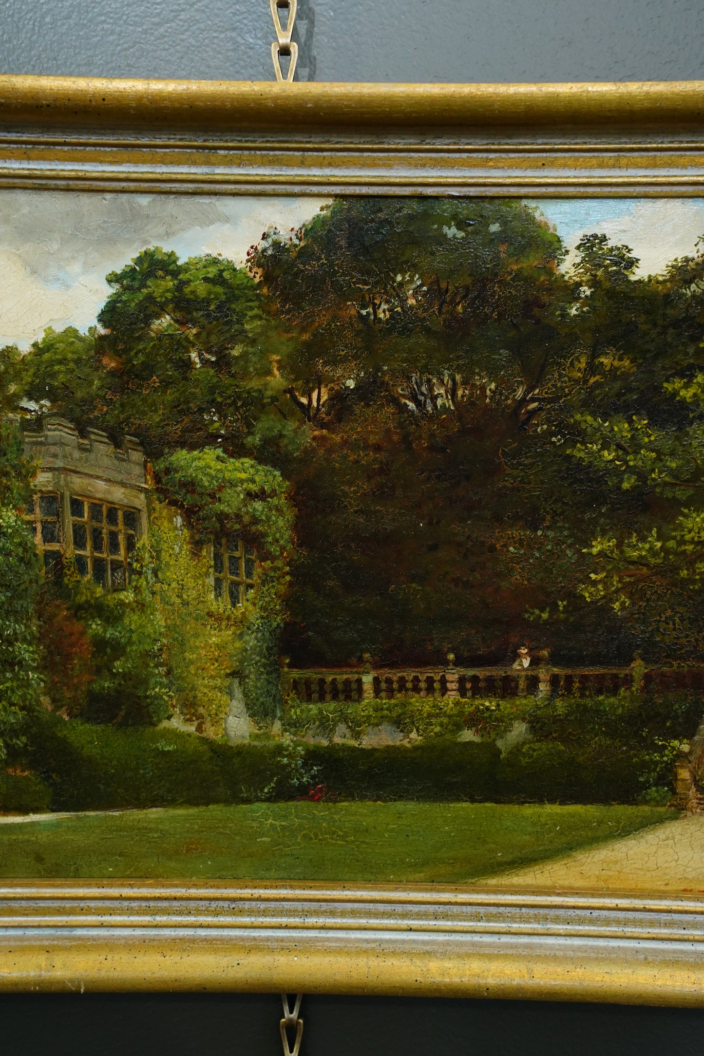 *RESERVED* Antique English Oil Painting of Haddon Hall, Derbyshire, Signed