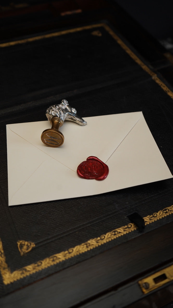 Edwardian Silver-Plated Greyhound Wax Seal Stamp on Brass Base, c.1890–1910