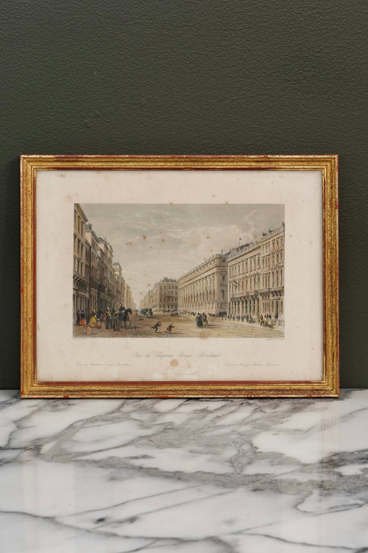 Hand-Colored Engraving of Bordeaux After Thomas Allom, Circa 1845