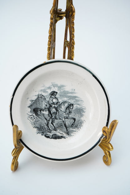 Set of 4 Victorian Black Transferware Butter Pats