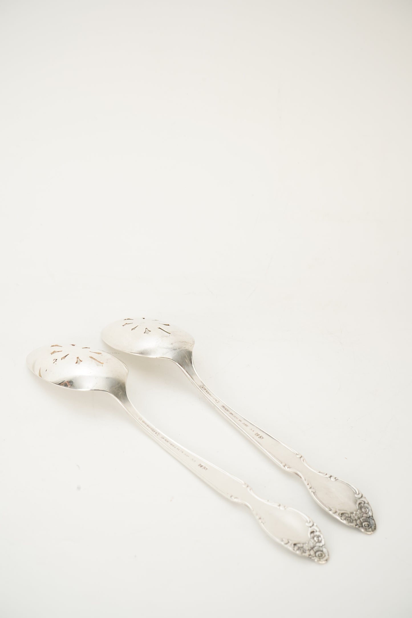 Set of 2 WM Rogers A1 Silver Plate Pierced Serving Spoons