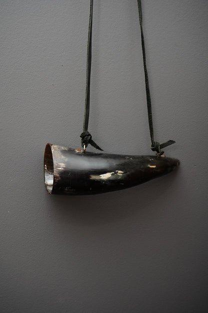 Viking Style Horn Drinking Cup with Leather Strap