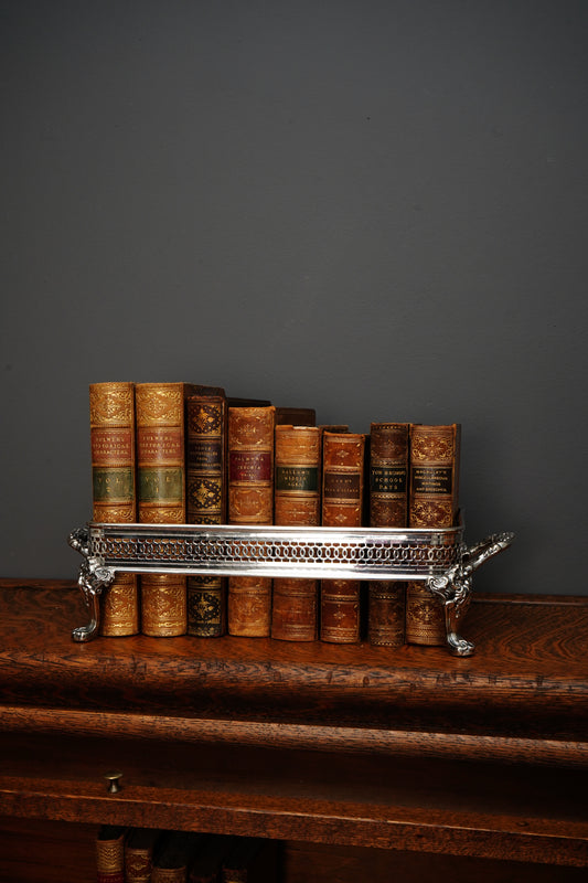 Antique Silver Plated Casserole Dish Holder Stand with Pierced Gallery