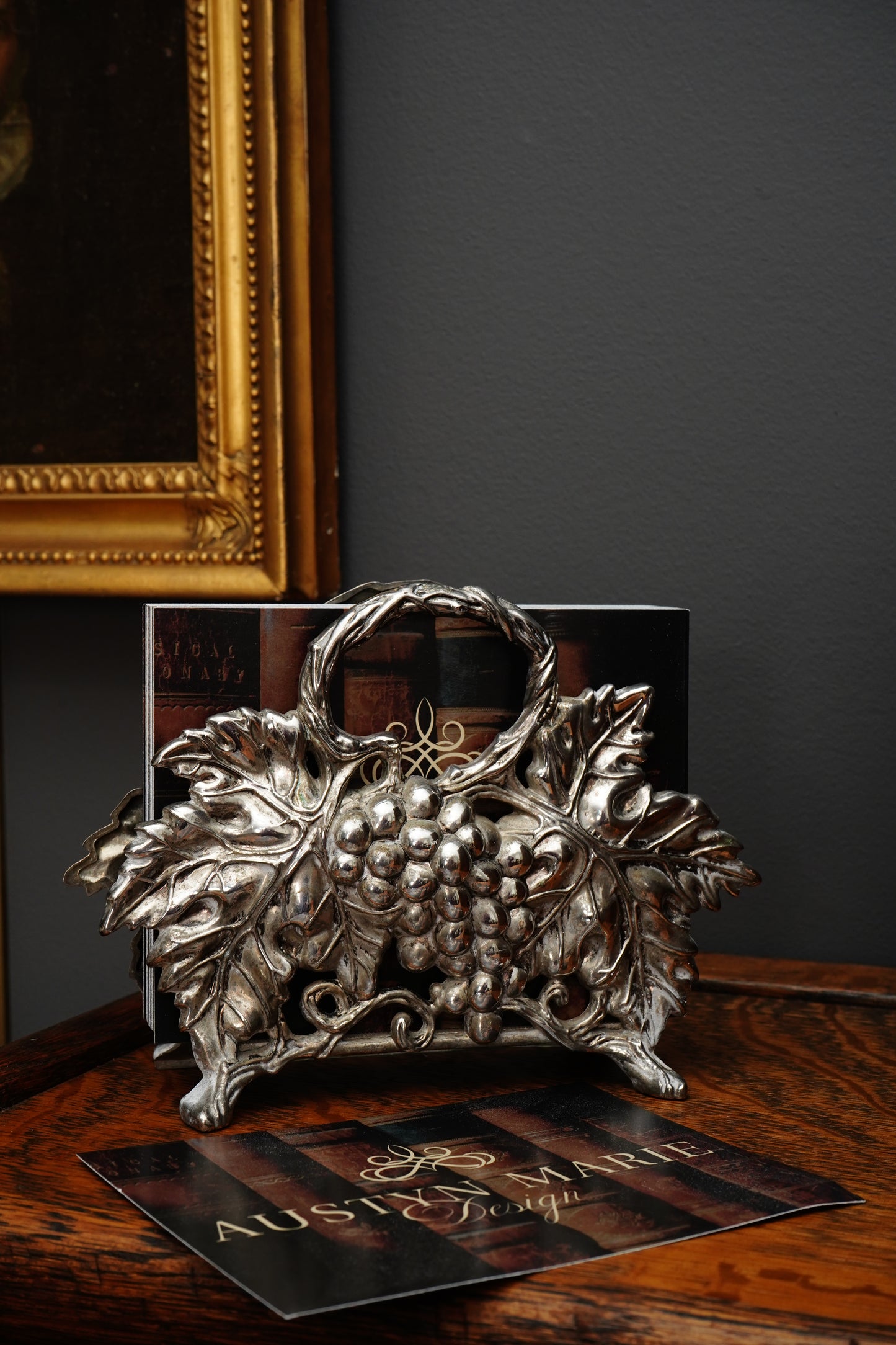Vintage Godinger Silver Plate Grapevine Napkin Holder
