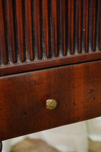 Antique Edwardian Mahogany Tray-Top Tambour Bedside Cabinet