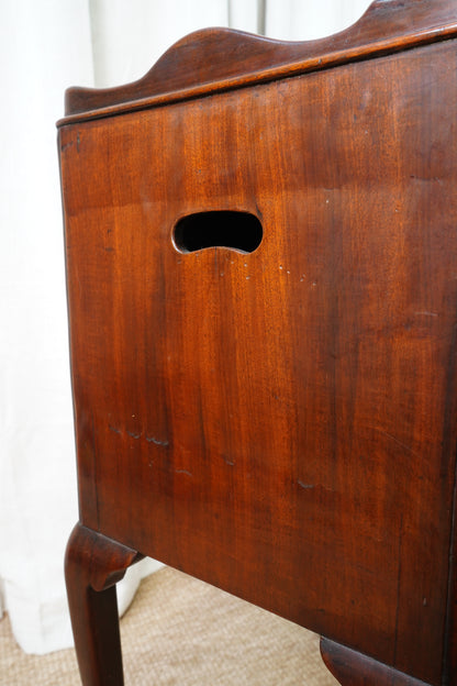Antique Edwardian Mahogany Tray-Top Tambour Bedside Cabinet