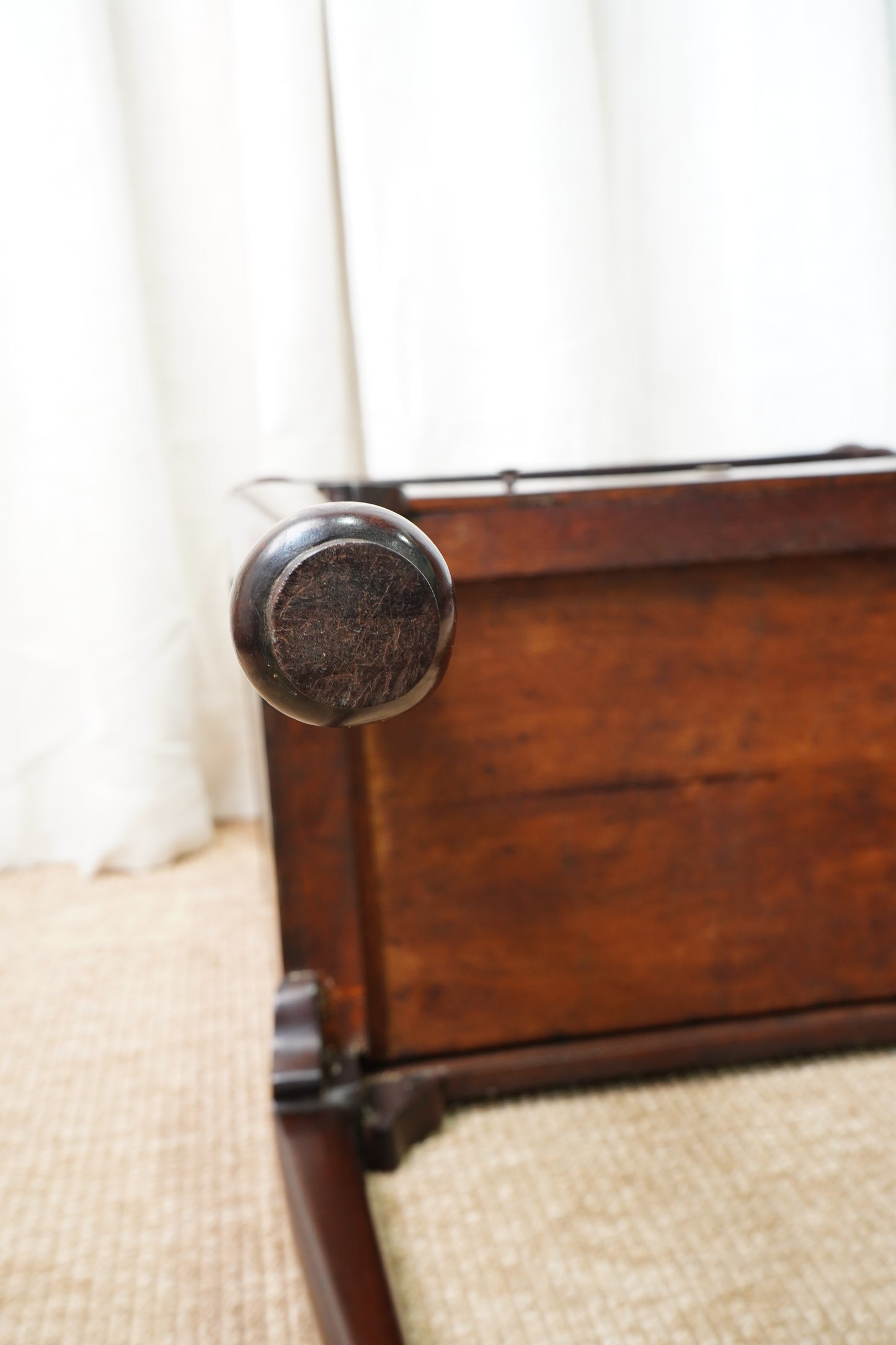 Antique Edwardian Mahogany Tray-Top Tambour Bedside Cabinet