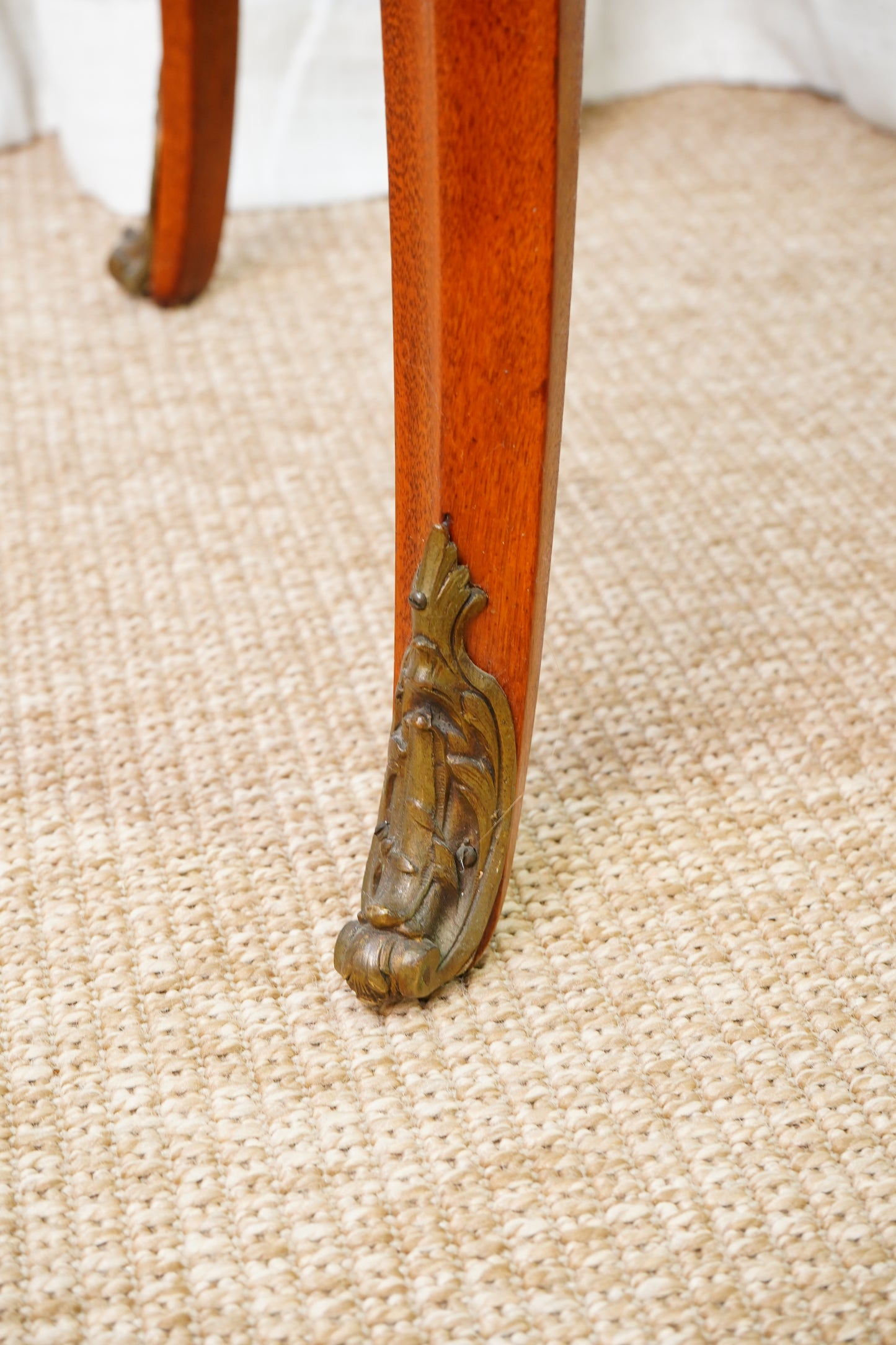 Antique French Louis XVI-Style Guéridon Table with Marble Top and Brass Gallery