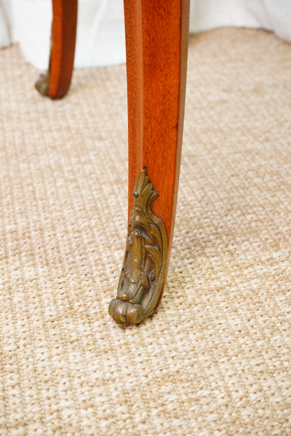 Antique French Louis XVI-Style Guéridon Table with Marble Top and Brass Gallery