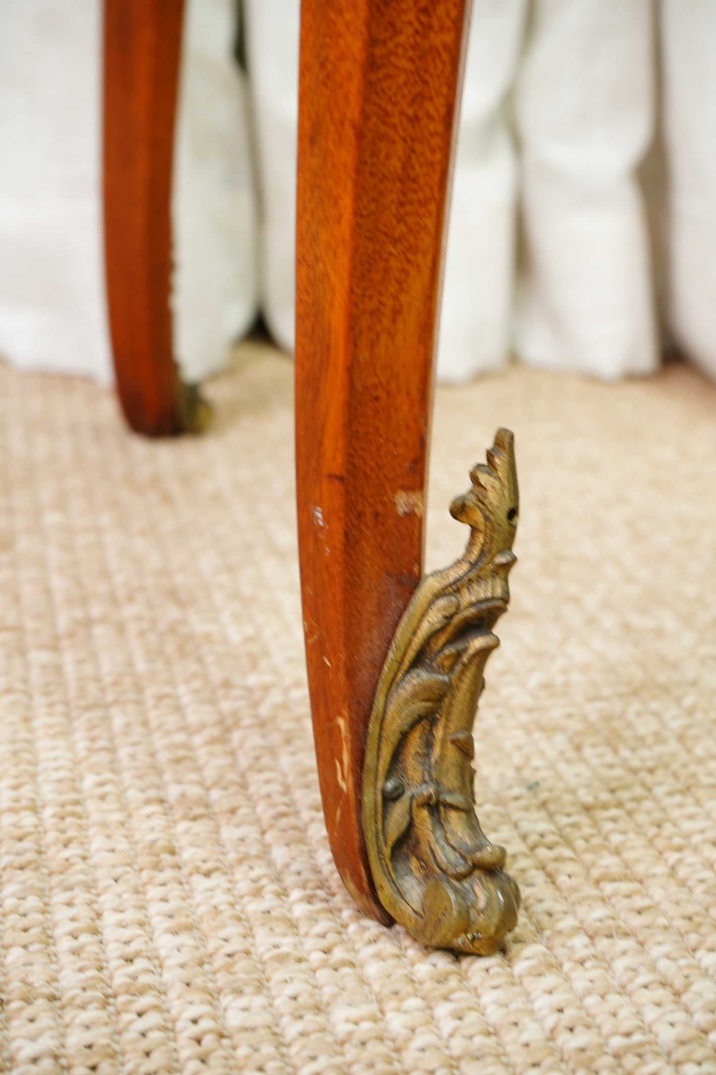 Antique French Louis XVI-Style Guéridon Table with Marble Top and Brass Gallery