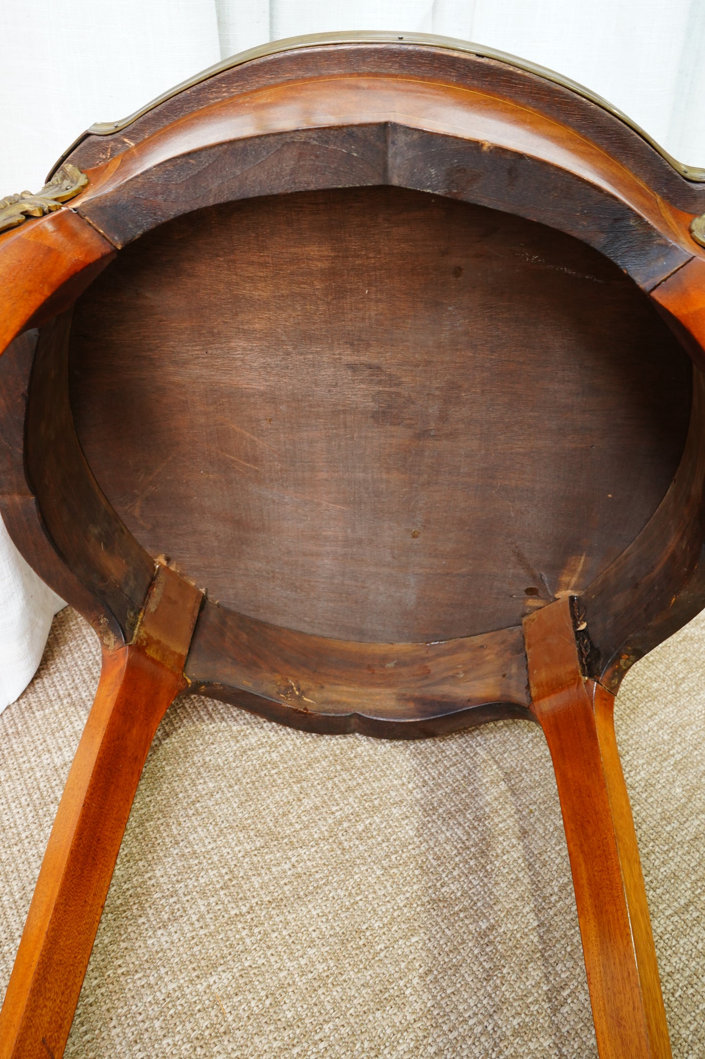 Antique French Louis XVI-Style Guéridon Table with Marble Top and Brass Gallery