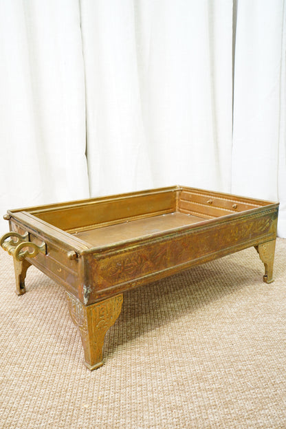 Antique Brass Brazier with Engraved Calligraphy, Ca. 1900