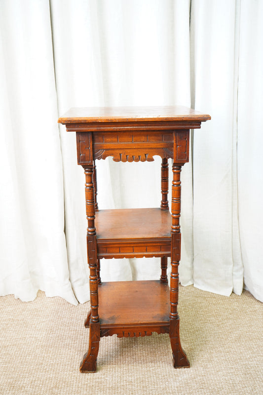 Vintage Walnut Three Tier Plant Stand, Circa 1900