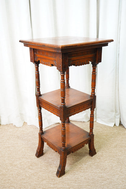 Vintage Walnut Three Tier Plant Stand, Circa 1900