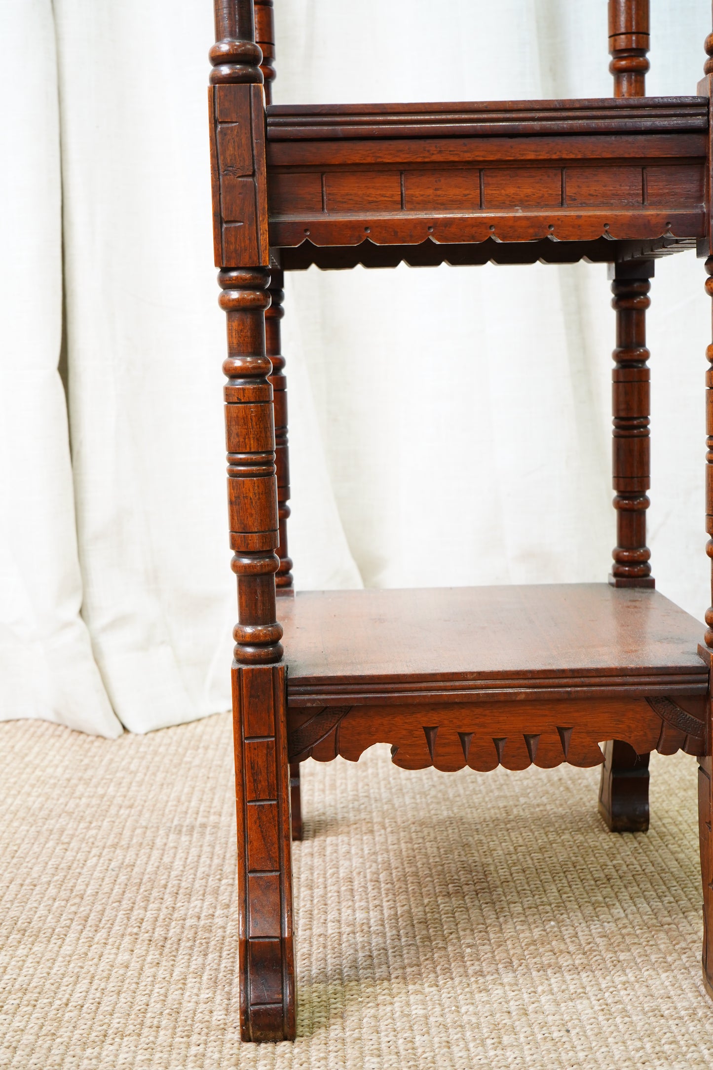 Vintage Walnut Three Tier Plant Stand, Circa 1900