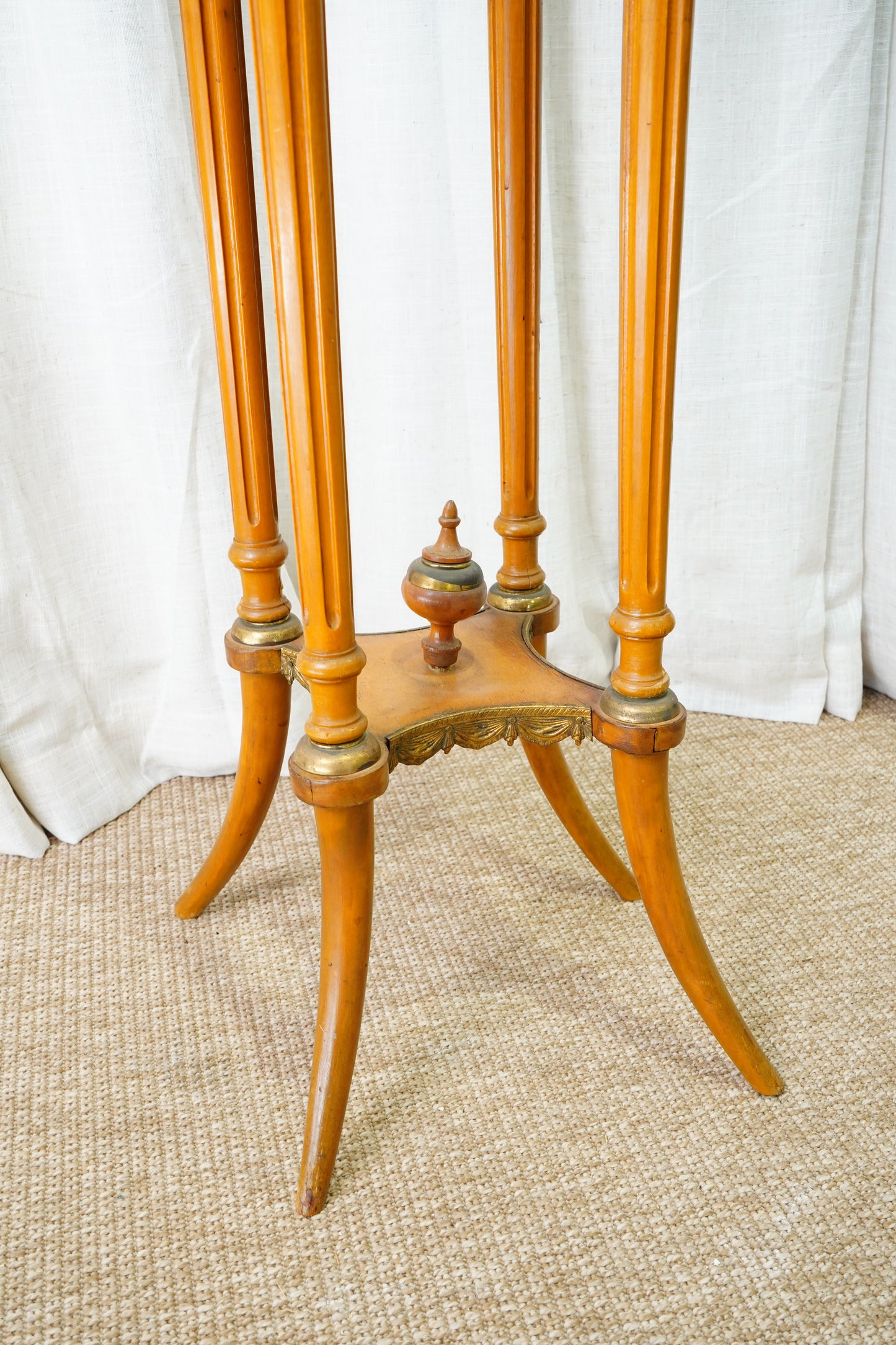 Vintage Louis XVI Style Fruitwood Jardinière Stand with Onyx Top